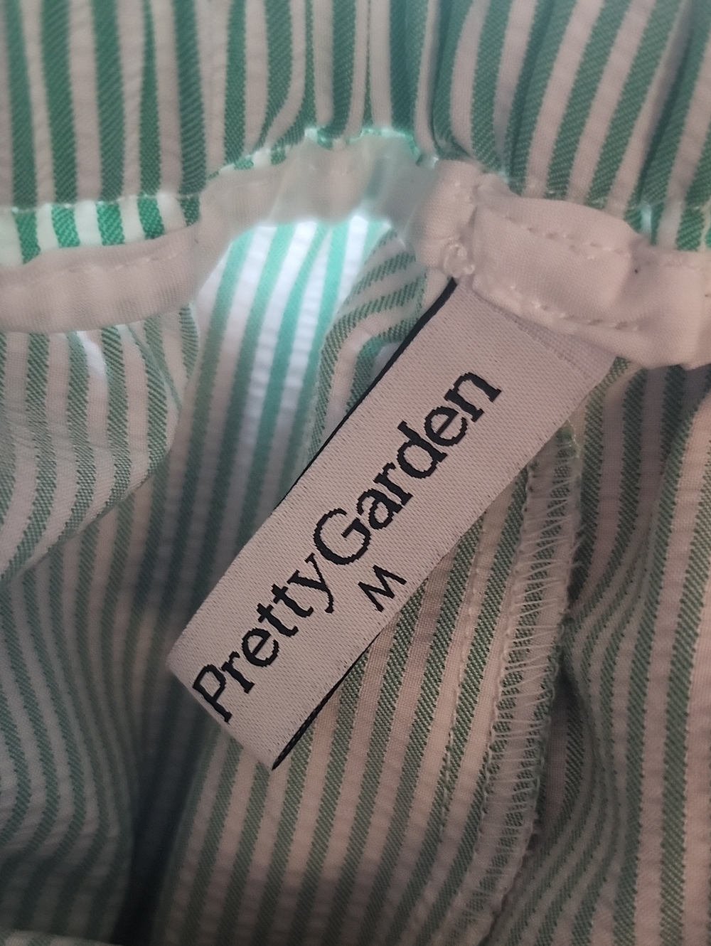 Pretty Garden Ruffled Green & White Striped Fashion Boxer Shorts, M - Picture 7 of 9